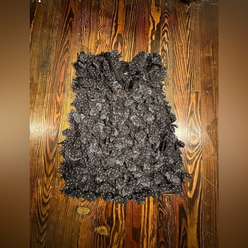 MAEVE  ANTHROPOLOGIE 3D Black Polka Dot Floral MINI DRESS